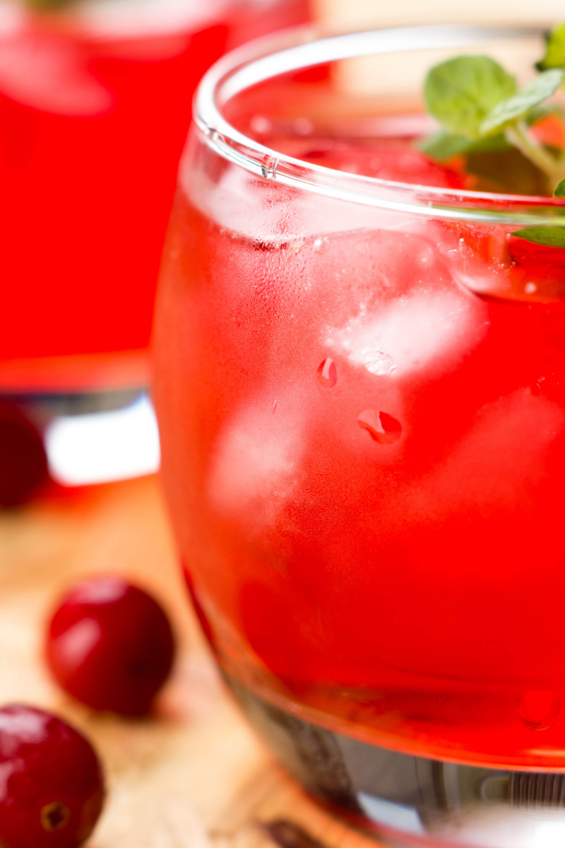 Herbal Mock-tail/ Cocktail for the Holidays with Fresh Cranberry and Basil