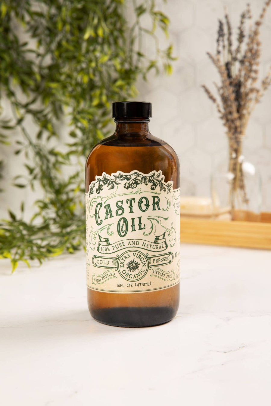 Organic Cold Pressed Castor Oil Hexane Free USA bottled: 16 oz