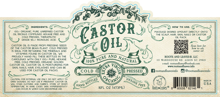 Organic Cold Pressed Castor Oil Hexane Free USA bottled: 2 oz